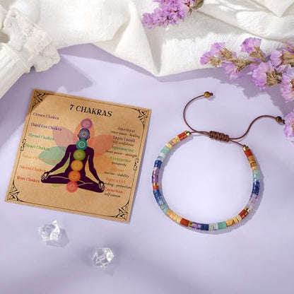 JoycuFF Gifts for Women Inspirational Gifts for Teen Healing Natural Stone Bracelets for Women Friends Sister - style: 7 Chakras