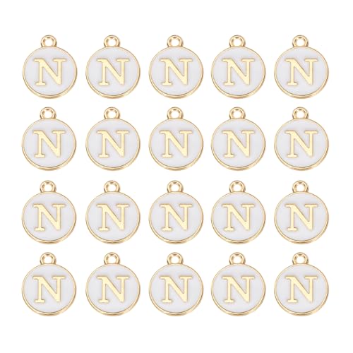 MECCANIXITY Pendants Letter Charm Initial Charm Double Sided Alphabet for DIY Necklace Bracelet Earrings Jewelry Making - style: N