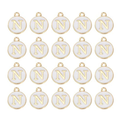 MECCANIXITY Pendants Letter Charm Initial Charm Double Sided Alphabet for DIY Necklace Bracelet Earrings Jewelry Making - style: N