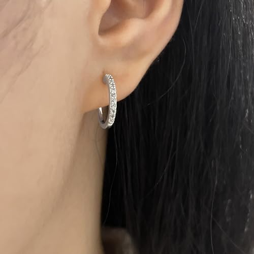 Clip On Hoop Earrings for Women Non Pierced Cubic Zirconia Huggie Hoops 14K Gold Plated CZ Clip On Earrings Adjustable No Piercing Fake Earrings - color: Silver, size: 15 MM