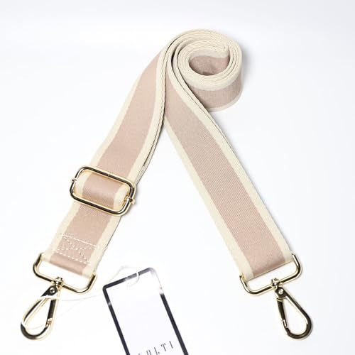 Kolti Purse Strap Replacement Crossbody Handbag Stripe Wide Adjustable - color: Gold Buckle-385