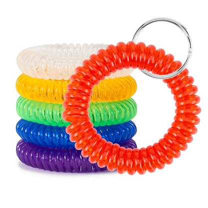QIUTIMIY 6PCS Wristlet Keychain, Colorful Spiral Coil Hair Tie for Women, Sauna Accessaries Wrist Coil Key Ring Key Holder - color: T Colorful-s