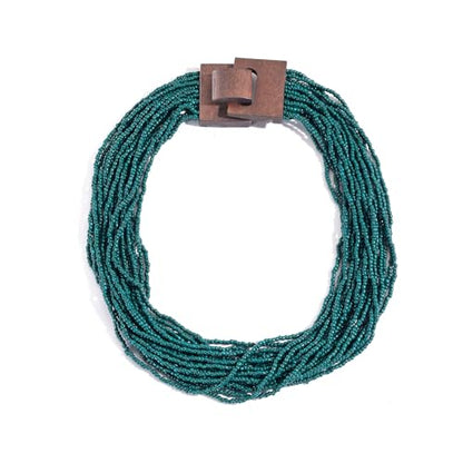 Coiris Beaded Strand Necklace for Women Boho Chunky Beaded Strand Necklace Bohemian Summer Beach Necklace Jewelry for Women(N0059-Black) - color: Teal