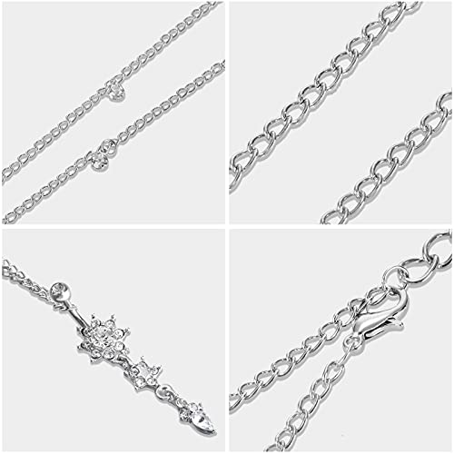 Hicarer 3 Pieces Crystal Belly Ring with Chain Rhinestone Waist Body Chain Bikini Belly Jewelry Beach Accessories Jewelry for Women Adults - color: silver, style: Attractive Style