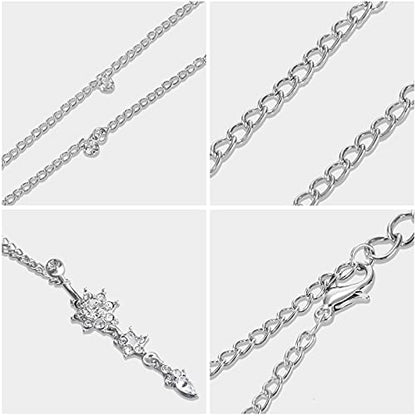 Hicarer 3 Pieces Crystal Belly Ring with Chain Rhinestone Waist Body Chain Bikini Belly Jewelry Beach Accessories Jewelry for Women Adults - color: silver, style: Attractive Style