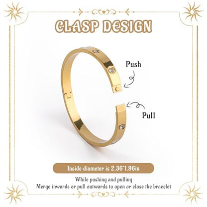 Bracelet Bangle Set, 4pcs Stackable Four Leaf Gold Bracelet Set for Wife Mom Girlfriend - color: Gold (K1)