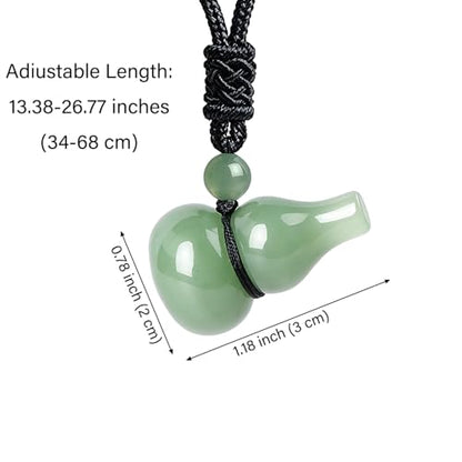 Anjiucc Natural Gemstone Gourd Hulu Wulu Pendant Necklace Healing Crystal Stone with Adjustable Chain Amulet Talisman for Good Luck - color: Green Aventurine