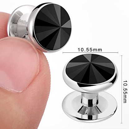 HAWSON Crystal Shirt Studs for Men's Tuxedo Shirt, Tuxedo Buttons for Birthday Wedding Party Christmas. - color: Black