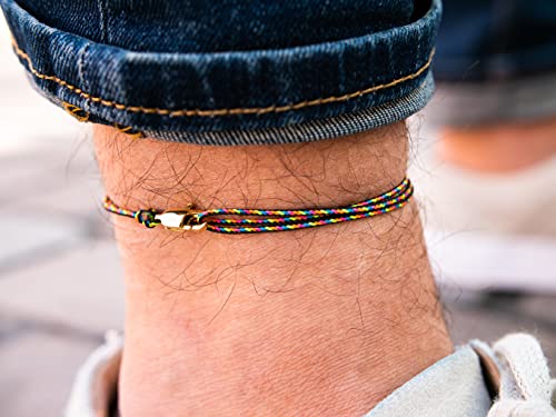 Made by Nami Surfer Anklet with Snap Hook Clasp Waterproof & Adjustable Thin String Ankle Bracelets for Women and Men Handmade Jewelry for Beach and Music Festival Accessories - color: Dark Retro Gold