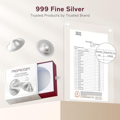 Momcozy 999 Silver Nursing Cups,Perforated Breathable Design, XL Size | 999 Silver Nipple Shields, Breastfeeding Essentials, Silver Nipple Shields for Breastfeeding Newborns, Metal Nipple Shields - size: XL/Hole