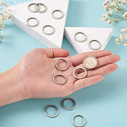 30Pcs Round Link Rings Hollow Circle Frames Stainless Steel Circle Pendant Metal Linking Connectors Ring Hollow Pendant Connectors Charm for Earrings Bracelet Necklace Jewelry Making - color: Antique Silver - Round