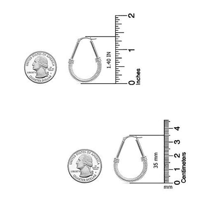 LeCalla 925 Sterling Silver Hoop Earrings for Women | Italian Design Classic Diamond-Cut Textured Hoops Earring | Women's Oval Drop Shape Silver Earring Jewelry - color: Large Twisted