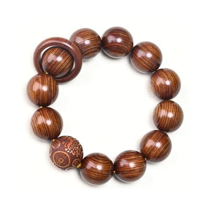 Natural Wooden Bracelet Adult Spring Bracelet Bead Dia. 0.8 inch 12 Beads 1pc - style: 1Beadwithanimal