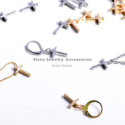 40 Pieces Small Stainless Steel Cross Charms, No Tarnish Jewelry Making Pendants, Silver & Gold Plated