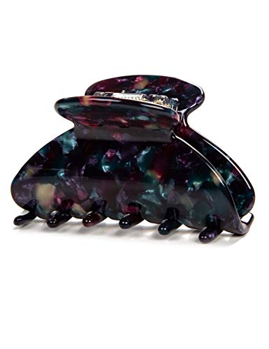 Handmade Celluloid Acetate French Design Barrettes Tortoise Shell Claws Hair Claw Luxury Fashion Accessories Hair Clip for Women (Black) - color: Black