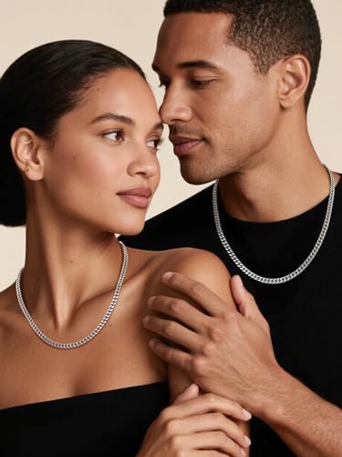 PROSTEEL Chunky Cuban Link Curb Chain Necklace for Women Men, Stainless Steel Choker Thick Trendy Statement Hip Hop Miami Cuban Chain Jewelry Gifts Unisex Size,5/12/14mm Widths,18"/20" - color: 5mm-Silver, size: 18inches