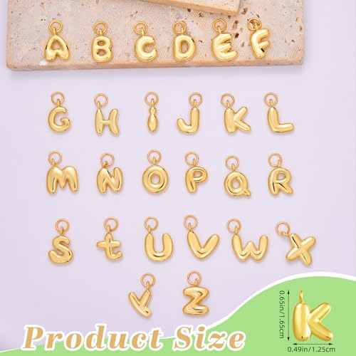 A-Z Bubble Letter Charms 18K Gold Filled Charms for Jewelry Making Gold Initial Alphabet Charms Pendants for Women Men Necklace Choker Bracelet Making - color: Letter K