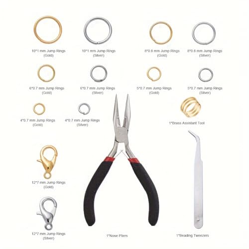 Echoed Elegance 1188PCS Jump Rings for Jewelry Making Kit, Jump Rings and Necklace Clasps with Pliers Tools for Jewelry Making Supplies and Necklace Repair (Set A) - color: Set A