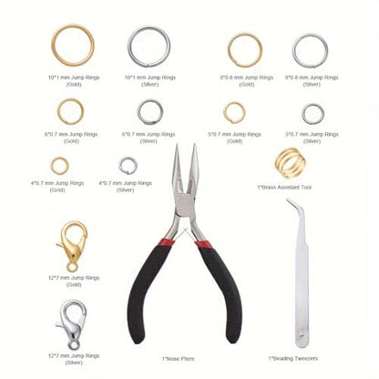 Echoed Elegance 1188PCS Jump Rings for Jewelry Making Kit, Jump Rings and Necklace Clasps with Pliers Tools for Jewelry Making Supplies and Necklace Repair (Set A) - color: Set A