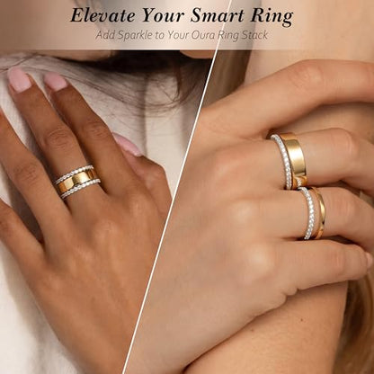 Purplepig Stackable Rings Non Tarnish, Two Tone CZ Eternity Band Set | 14K Gold & 925 Sterling Silver Plated, Waterproof, Wedding/Engagement/Promise Rings, Smart Ring Stackable Bands, Size 4-11 - color: Gold and Silver