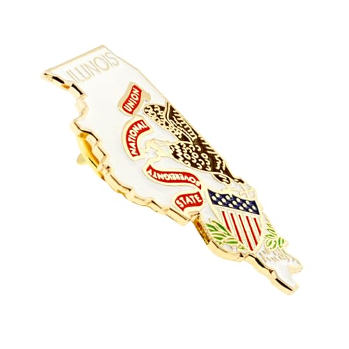 PinMart State Shape Flag Lapel Pin - color: Illinois Gold Plated, size: 1 Piece