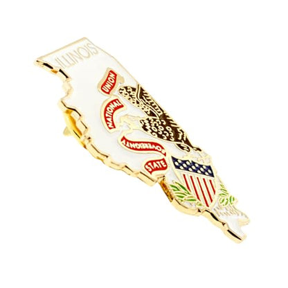 PinMart State Shape Flag Lapel Pin - color: Illinois Gold Plated, size: 25 Pack