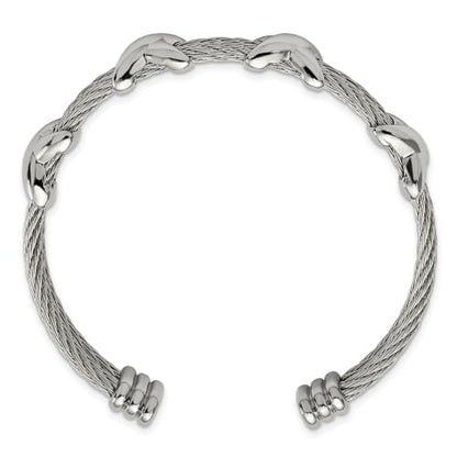 Chisel Cable X Design Cuff Bangle in Stainless Steel, 10mm