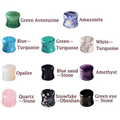 Oyaface 22 Pcs Mixed Stone Ear Plugs Kit Stretching Earrings Gauges Set Saddle Double Flare Expander Tunnels for Men Women Earrings Body Piercing Jewelry - color: 6G (4mm)