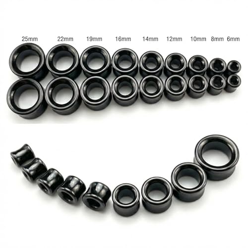 Ear gauges ear plugs Black Obsidian Hollow Tunnels Organic Stone Double Saddle Ear Plugs - style: 16mm-5/8 Inch