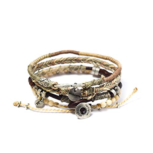 Wakami Charm Bracelet Stack Beaded Stackable Bracelets for Women - color: Beige | 7.5IN
