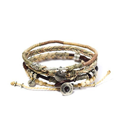 Wakami Charm Bracelet Stack Beaded Stackable Bracelets for Women - color: Beige | 7.5IN