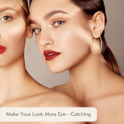5 Pairs Gold Hoop Earrings for Women, Hypoallergenic Gold Earrings for Women，Stainless Steel Earrings Set, 30/40/50/60/70mm
