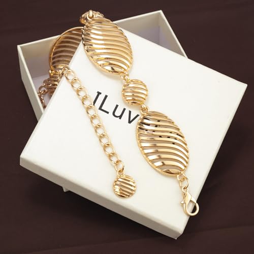 ILuvatar Western Metal Concho Belt for Women Cowgirl Waist Chain for Women Dress Pants Adjustable - color: Gold-s87