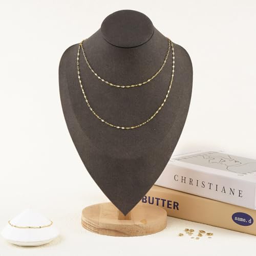 GTVOODX 33 Feet 18K Gold Plated Stainless Steel Chains for Jewelry Making | 2mm Dapped Sequin Permanent Jewelry Chain Spool Bulk for DIY Necklace and Bracelet Accessories - color: Gold Lip
