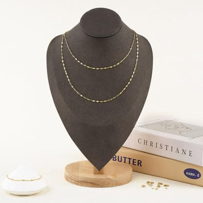 GTVOODX 33 Feet 18K Gold Plated Stainless Steel Chains for Jewelry Making | 2mm Dapped Sequin Permanent Jewelry Chain Spool Bulk for DIY Necklace and Bracelet Accessories - color: Gold Lip
