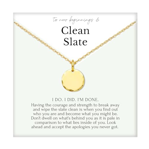 HOPE LOVE SHINE Women's New Beginnings Necklace - 14k Gold Plated Sterling Silver, Healing & Recovery Gift, Adjustable 16+2" Chain - color: 14K GOLD VERMEIL, style: e. CLEAN SLATE