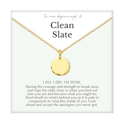 HOPE LOVE SHINE Women's New Beginnings Necklace - 14k Gold Plated Sterling Silver, Healing & Recovery Gift, Adjustable 16+2" Chain - color: 14K GOLD VERMEIL, style: e. CLEAN SLATE