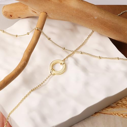 Lock Necklace for Women Paperclip Link Chain Padlock Necklace Non-Tarnish - color: Gold - Layered Hoop Pendant Necklace