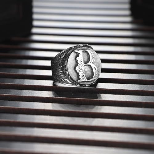 925 Sterling Oxidized Silver Personalized Men's Signet Ring, Customizable Letter Ring, Monogram Silver Ring, Vintage Ring, Gift for Men