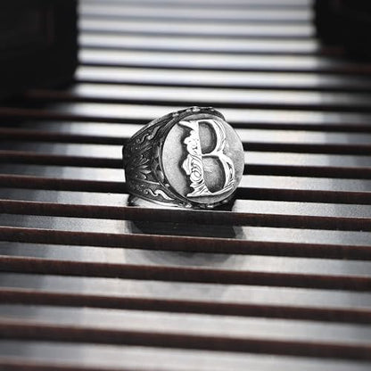 925 Sterling Oxidized Silver Personalized Men's Signet Ring, Customizable Letter Ring, Monogram Silver Ring, Vintage Ring, Gift for Men