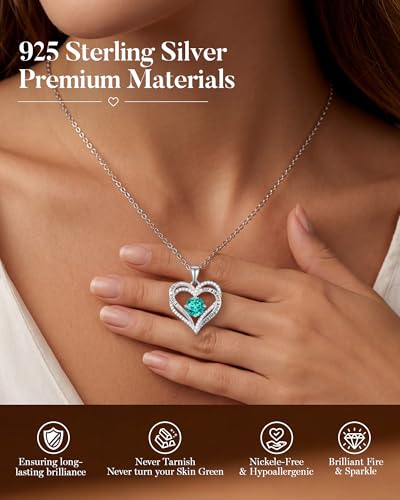 CDE S925 Silver Engraved Forever Love Heart Birthstone Necklaces for Women | 5A CZ,Hypoallergenic,Nickel-Free & Lead-Free Pendant,Anniversary Christmas Wedding Birthday Gift for Wife Girlfriend - color: 12-Dec, style: White Gold Plated
