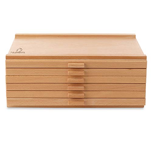7 Elements 12 Drawer Wooden Artist Storage Supply Box for Pastels, Pencils, Pens, Markers, Brushes and Tools - size: 12-Drawer