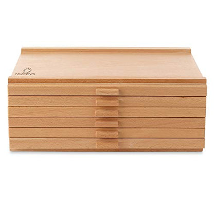 7 Elements 12 Drawer Wooden Artist Storage Supply Box for Pastels, Pencils, Pens, Markers, Brushes and Tools - size: 12-Drawer