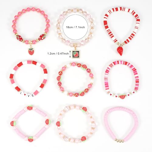 Twinfree Bohemian Cute Fruit Banana Cherry Strawberry Pineapple Mango Polymer Clay Beaded Stackable Stretch Bracelets - color: color 13