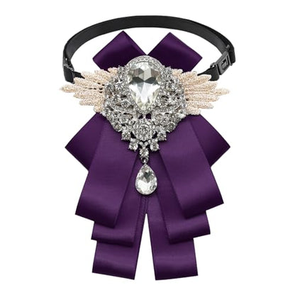 Big Rhinestone Bow Ties，Bowtie Pre-Tied Bowties Men Women | Suit for tuxedo party wedding - color: Purple