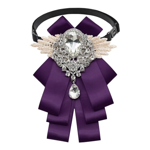 Big Rhinestone Bow Ties，Bowtie Pre-Tied Bowties Men Women | Suit for tuxedo party wedding - color: Purple