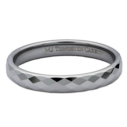 Tungsten Carbide Faceted Honeycomb Wedding Band Plated in Gold, Rose Gold or Black Ring - color: Polished-3mm