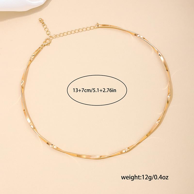 Choker Collar for Women 14K Gold Plated Silver Stainless Steel Metal Collar Choker Necklaces Statement Necklace for Women - color: A