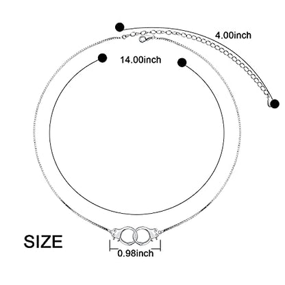 Yearace Choker Necklaces for Women S925 Sterling Silver Sideways Cross/Butterfly/Handcuffs/Infinity Interlocking/Chakra Choker Necklace Dainty Sideways Cross Necklace Jewelry Gift - style: Handcuffs 14+4''