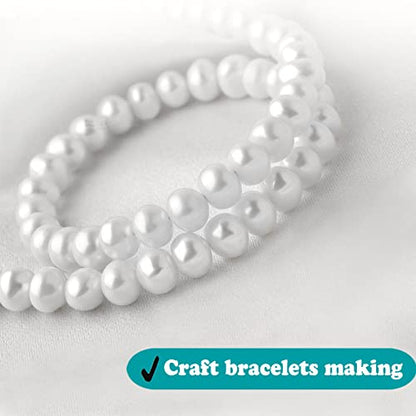 Pearl Beads for Jewelry Making - 1000 PCS 8mm White Pearls for Jewelry Making, Pearls for Crafts, Round Loose Pearls Beads with Hole for Necklaces Bracelets Earrings Choker Making - size: 8mm